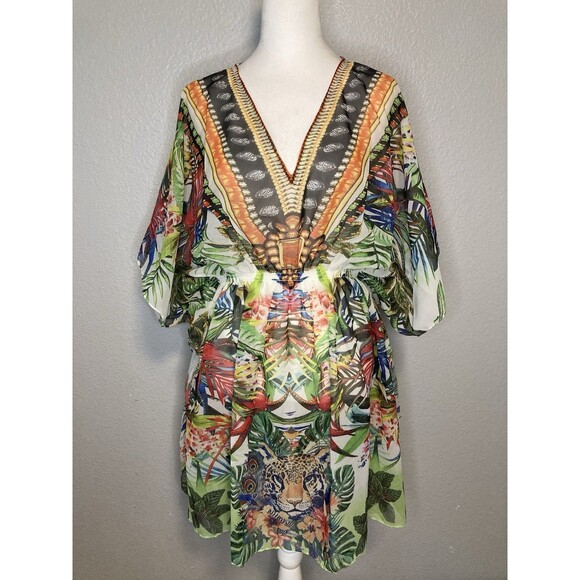 Tropical Cover-Up One Size Animal Print Multicolor Swim Sexy Beach Cruise New - Picture 1 of 7